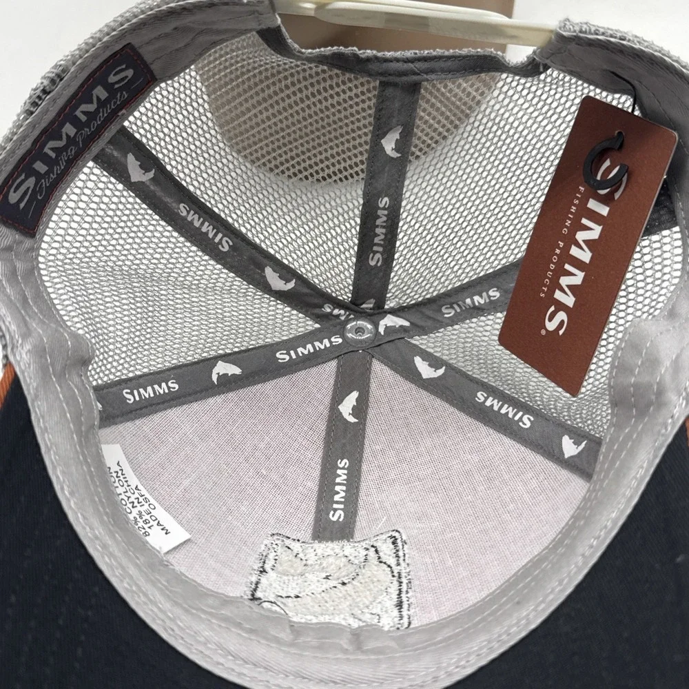 Simms Trucker Hat Cap Central Houston CCA Orange Mesh Fishing‎ Snapback